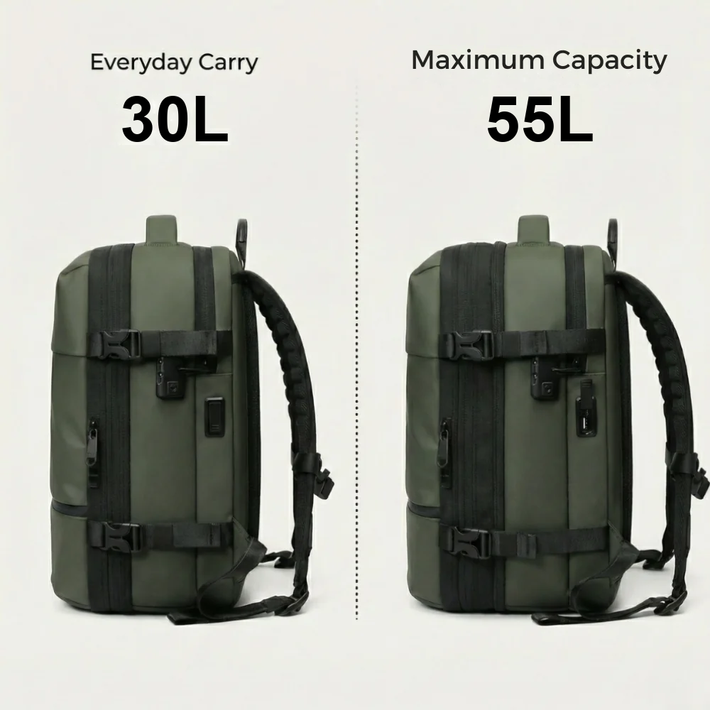 Pioneer Vacuum Compression Travel Backpack 55L shown in a clean product view